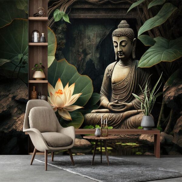 "Spiritual Lotus & Buddha Wallpaper" - Image 6