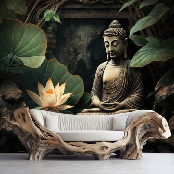 "Spiritual Lotus & Buddha Wallpaper" - Image 4