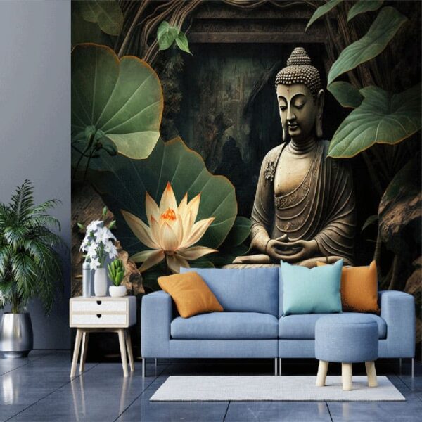 "Spiritual Lotus & Buddha Wallpaper" - Image 3