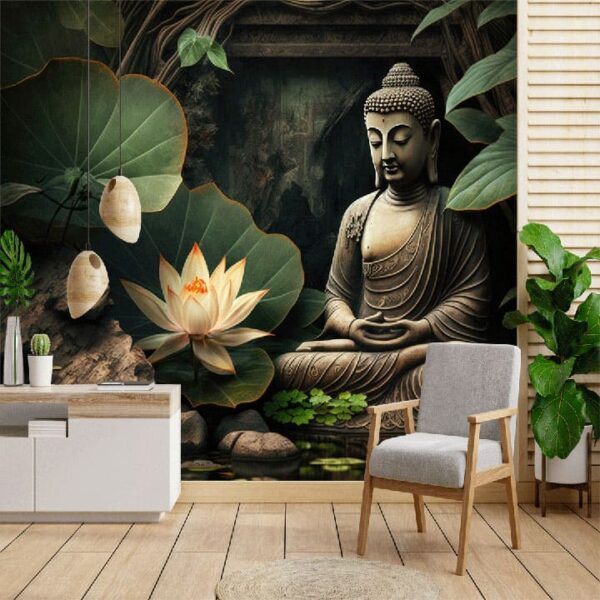 "Spiritual Lotus & Buddha Wallpaper" - Image 2