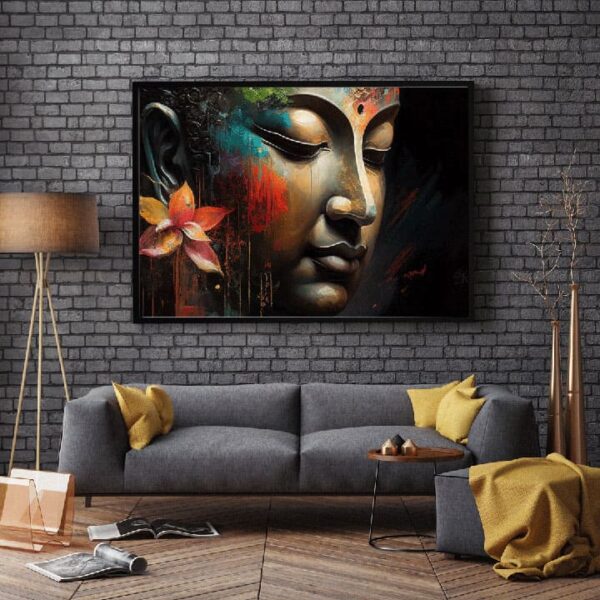 "Calm Buddha canvas painting for spiritual decor"