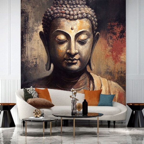 "Buddha Statue Oil Painting Wallpaper"