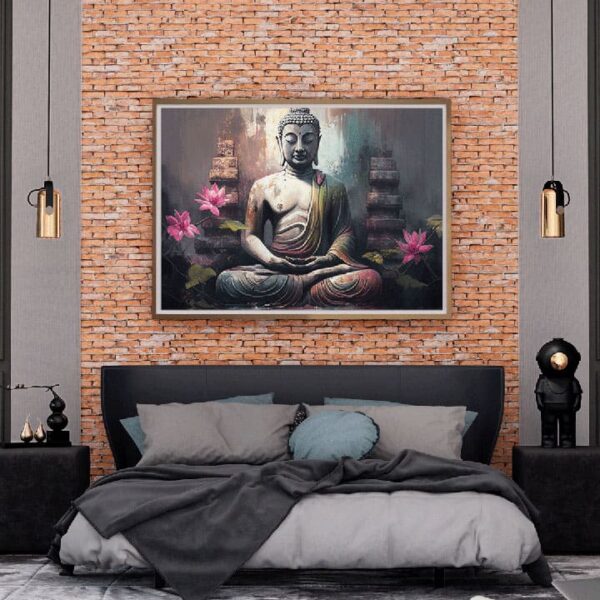 "Meditation Buddha Canvas Painting for Home Decor" - Image 5