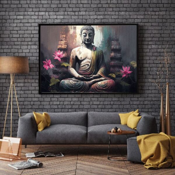 "Meditation Buddha Canvas Painting for Home Decor" - Image 4