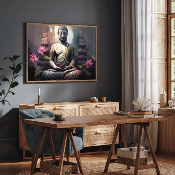 "Meditation Buddha Canvas Painting for Home Decor" - Image 3