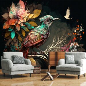 "Bird branch wallpaper featuring birds on a serene background."