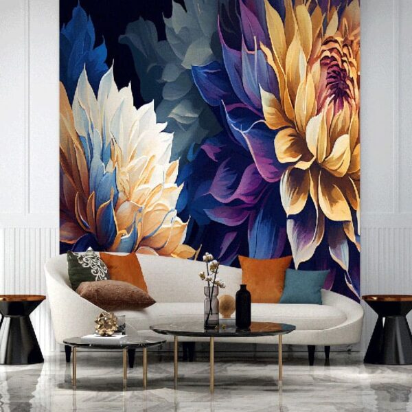 "Elegant Yellow Flower Painting Wallpaper for Homes" - Image 7