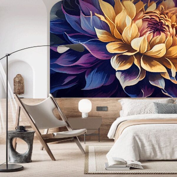 "Elegant Yellow Flower Painting Wallpaper for Homes" - Image 4