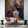 "Vibrant Peacocks in Oil Colors Wallpaper" - Image 6