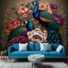 "Vibrant Peacocks in Oil Colors Wallpaper" - Image 4