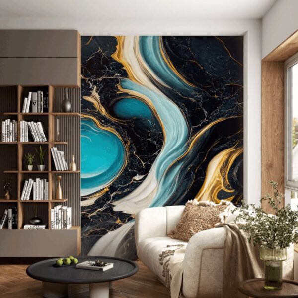 "Abstract Waves Marble Skin Wallpaper" - Image 6