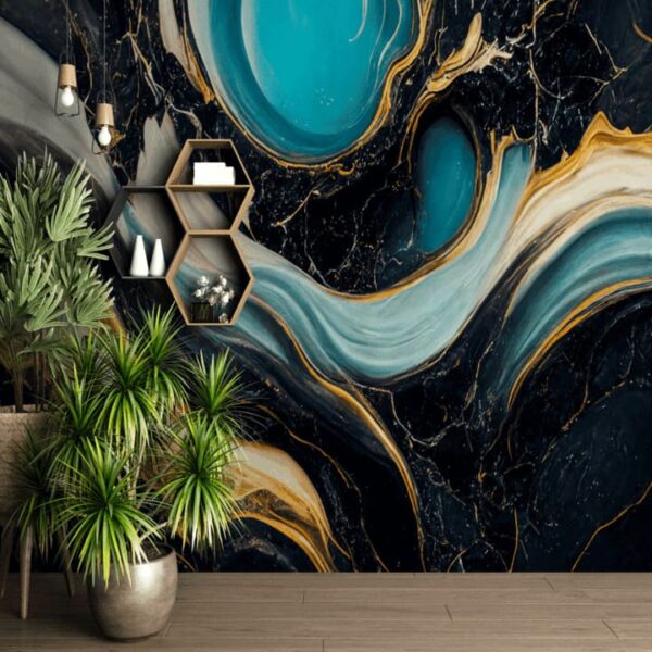 "Abstract Waves Marble Skin Wallpaper" - Image 5