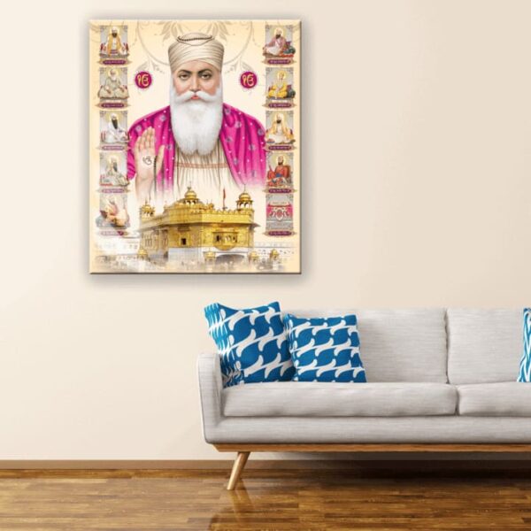 "Sikhism Art DUS Guru & Golden Temple Wall Glass" - Image 7