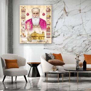 Guru Nanak Glass Painting with Golden Temple