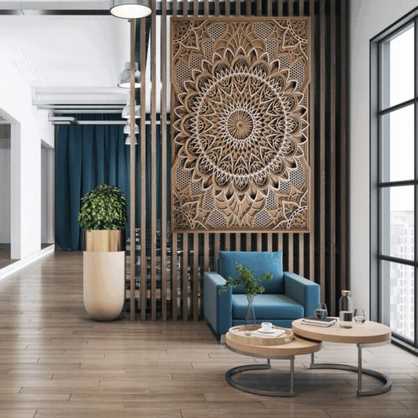 "Handcrafted Wood Mandala Wall Art – Natural Home Decor" - Image 4