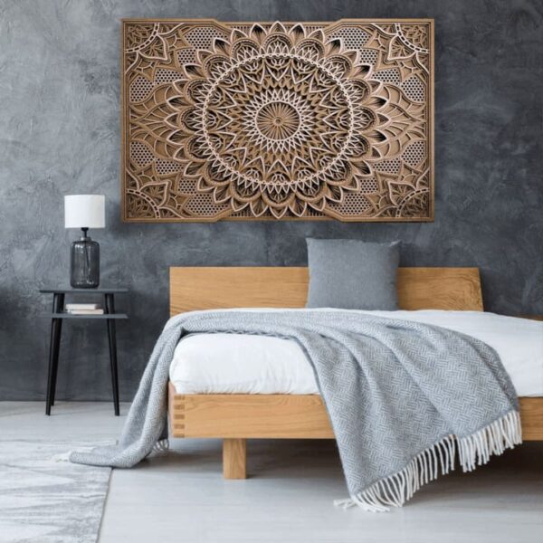 "Handcrafted Wood Mandala Wall Art – Natural Home Decor" - Image 3