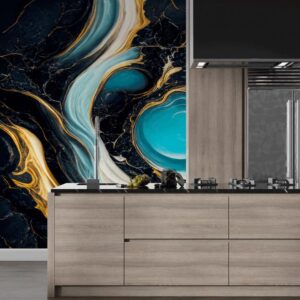 Liquid Marble Texture Tiles Art with Abstract Waves