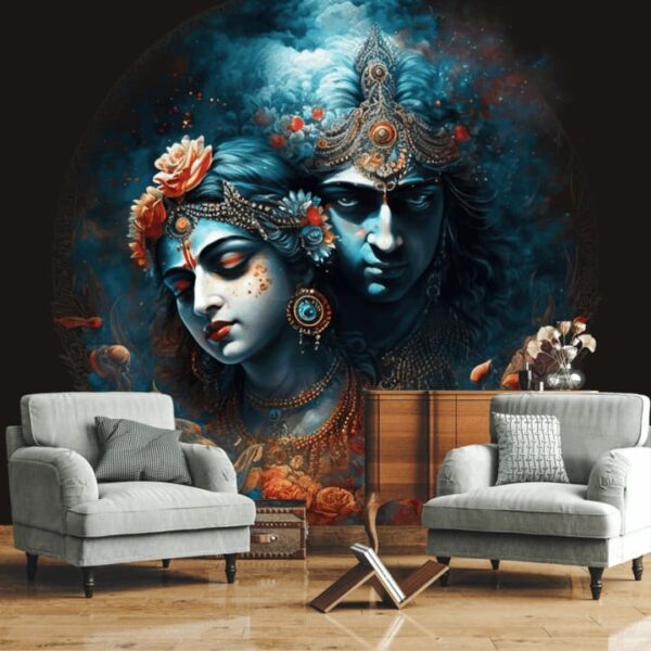 "Divine Radha Krishna Wallpaper for Walls" - Image 2