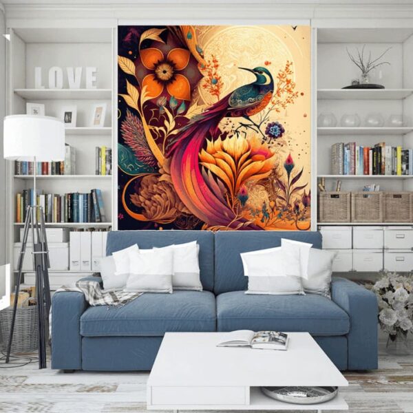 "Vivid Bird on Colorful Background Canvas Wall Art" - Image 7