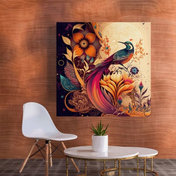 "Vivid Bird on Colorful Background Canvas Wall Art" - Image 4