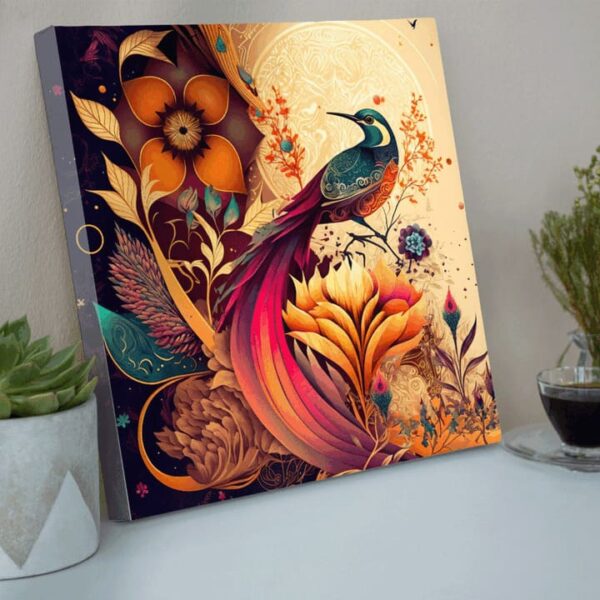 "Vivid Bird on Colorful Background Canvas Wall Art" - Image 2