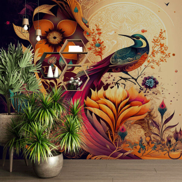 "Vibrant Bird Wallpaper with Colorful Background" - Image 2