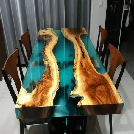Tint Ocean Blue Nice Modern Cool Wooden Epoxy Resin dining table Dinning & Center Epoxy Table
