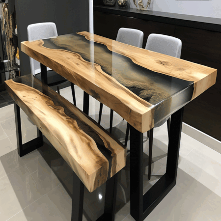 Nice Modern Cool Epoxy Resin Dining Table Dinning & Center Epoxy Table