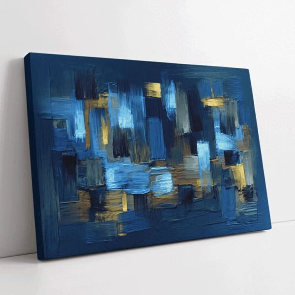 "Modern Acrylic Art with Dark Blue and Yellow Accents" - Image 6