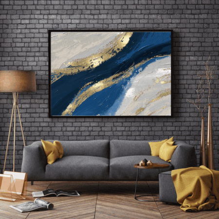 Abstract painting posters blue gold and gold the sea Painting