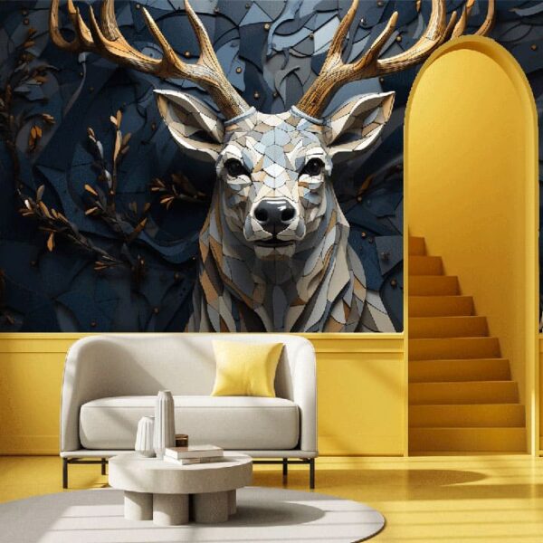 “Geometric Stone Deer Wallpaper” - Image 4