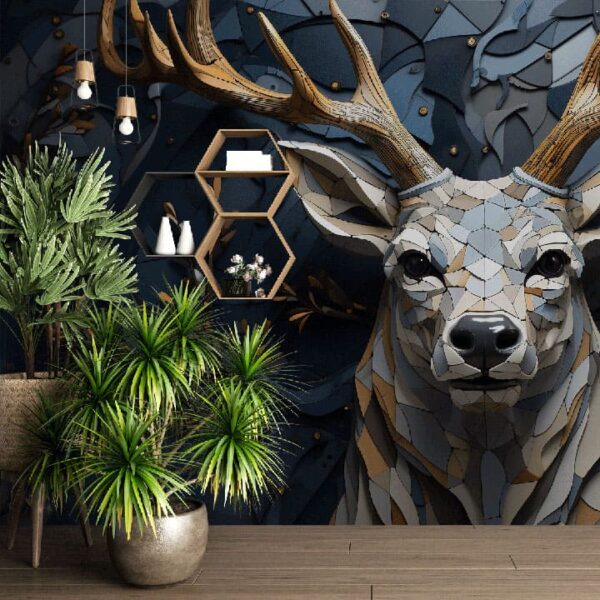 “Geometric Stone Deer Wallpaper” - Image 6