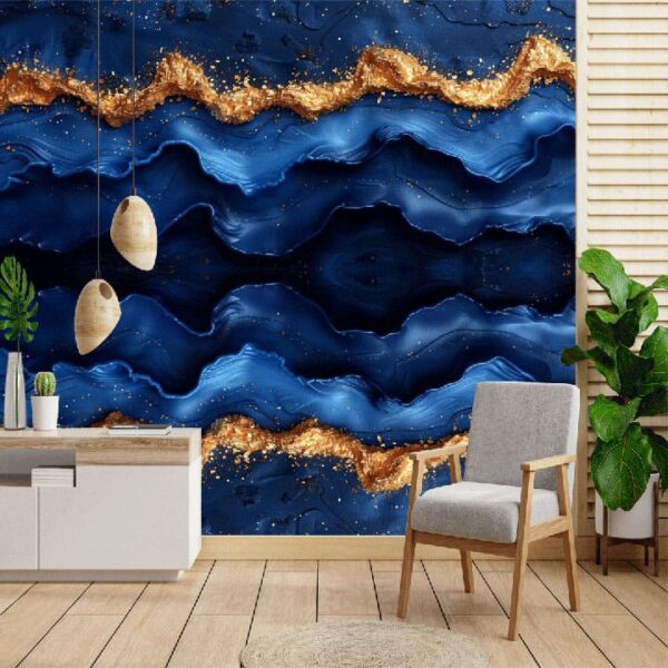 “Elegant Chinoiserie Royal Blue & Gold Wallpaper” - Image 4