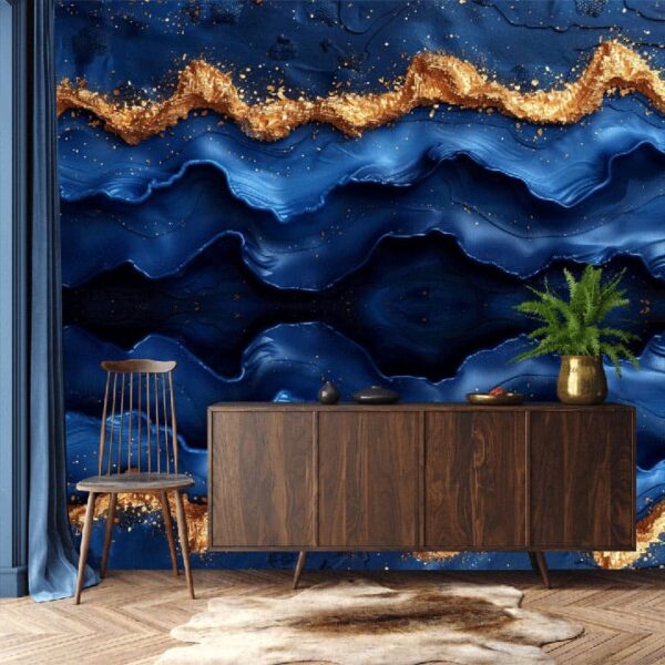 “Elegant Chinoiserie Royal Blue & Gold Wallpaper” - Image 3