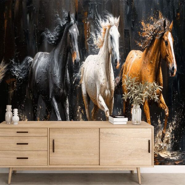 "Modern Horse and Metal Element Wallpaper for Walls" - Image 6