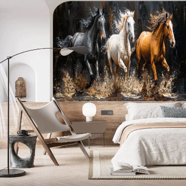 "Modern Horse and Metal Element Wallpaper for Walls" - Image 5