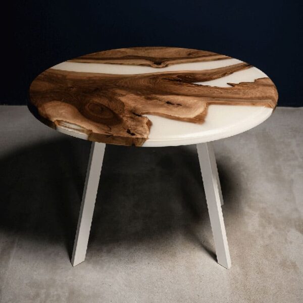 Natural Wood & White Epoxy Oval Family Tabletops - Image 2