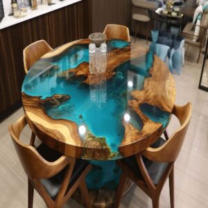 “Modern epoxy resin tabletop design by Anay Decor in Delhi”.