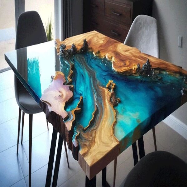 “Modern epoxy resin tabletop design by Anay Decor in Delhi”.