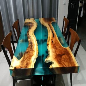 “Modern epoxy resin tabletop design by Anay Decor in Delhi”.