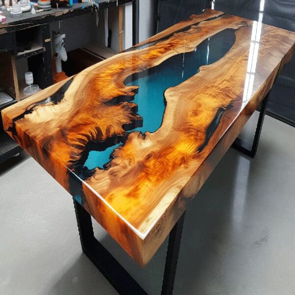 “Modern epoxy resin tabletop design by Anay Decor in Delhi”.