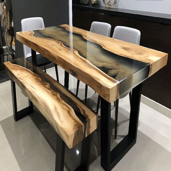 “Modern epoxy resin tabletop design by Anay Decor in Delhi”.