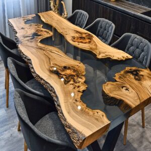 “Modern epoxy resin tabletop design by Anay Decor in Delhi”.