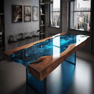 “Modern epoxy resin tabletop design by Anay Decor in Delhi”.