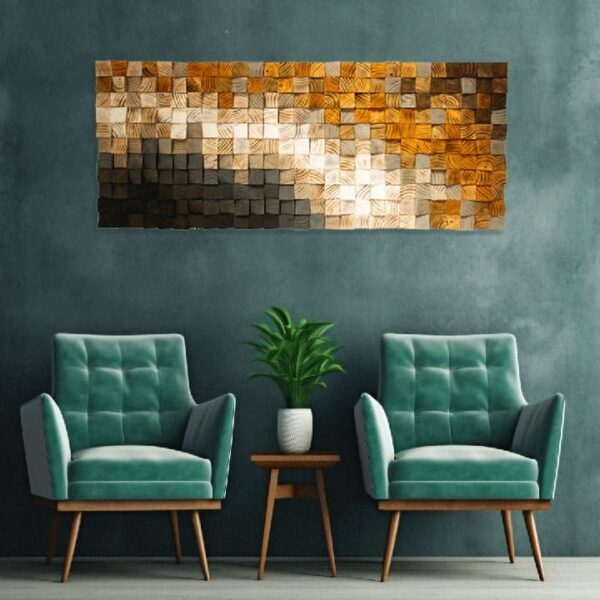 "Reclaimed Geometric Wood Wall Art" - Image 5