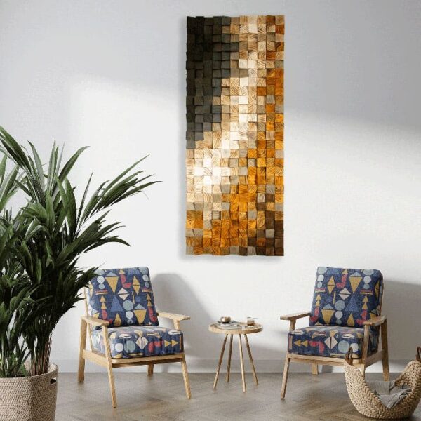 "Reclaimed Geometric Wood Wall Art" - Image 3