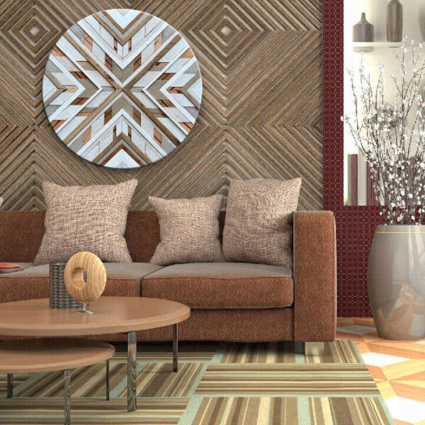 "Boho Geometric Wooden Wall Art" - Image 2