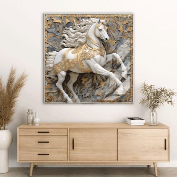 "Elegant Horse Lycored Glass Art for Modern Walls" - Image 5