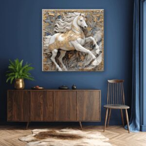 Elegant Horse Lycored Glass Wall Art for Interiors