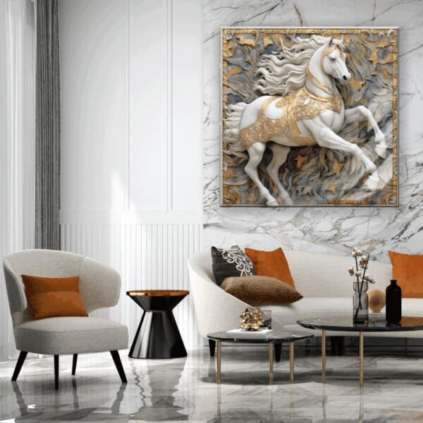 "Elegant Horse Lycored Glass Art for Modern Walls" - Image 3